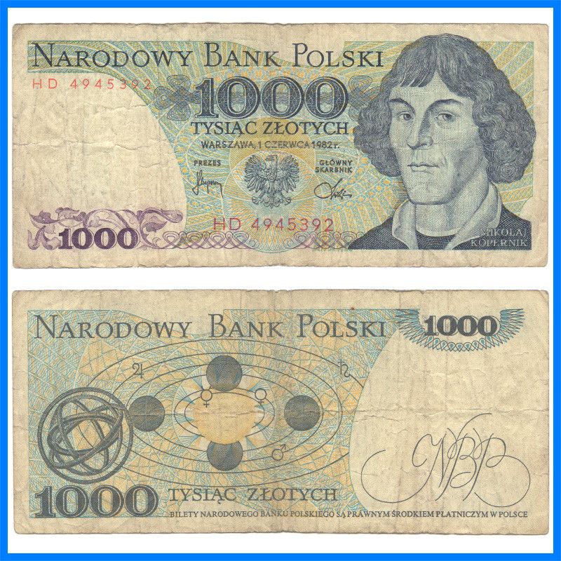 Zlotych 1000   Polonia   banco Polski 1982r de Narodowy. Billete de 