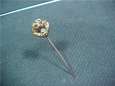 Victorian Edwardian Stick Pin Lions Head Gold (12B1)  