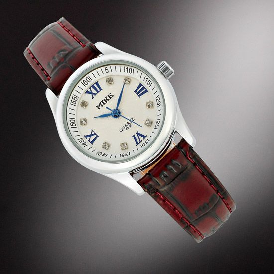 Fashion Jewelry Gift White Leather Women Lady Quartz Wrist Watch 