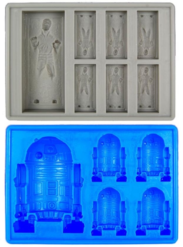 Star Wars Han Solo In Carbonite & R2 D2 Silicon Ice Cube Tray Set Of 2