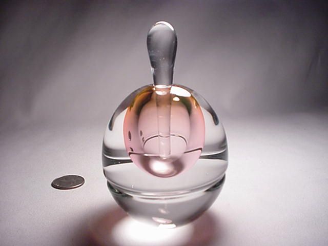 VINTAGE YOUNG & CONSTANTIN SIGNED PINK CRYSTAL ART GLASS PERFUME SCENT 