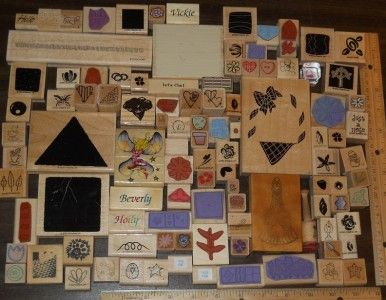 HUGE LOT *** 100+ ASSORTED WOOD MOUNTED RUBBER STAMPS (LOT F)  