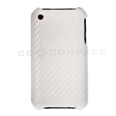 White Carbon Fiber Hard Case Cover For iPhone 3G 3GS  
