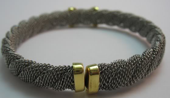 MILOR Italy Stainless Steel & 18K Yellow Gold Bangle Bracelet  