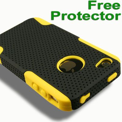 Case Apple iPhone 4S 4 S G F Guard Film LCD Cover Skin Holster Black 