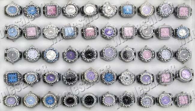 wholesale fashion stainless steel watch rhinestone ring  