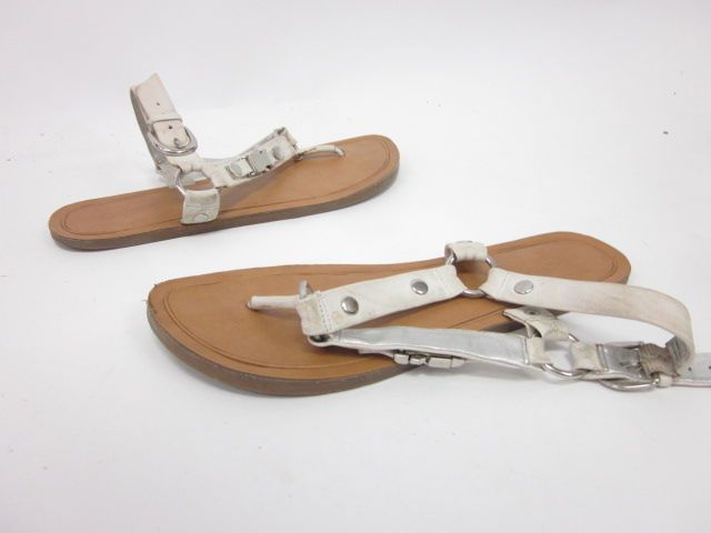 JESSICA SIMPSON White Leather Buckle Sandals Sz 8  