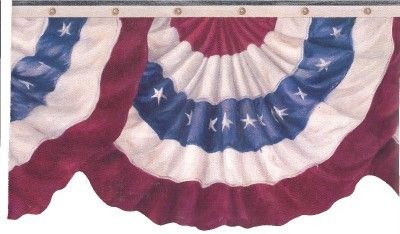 Wallpaper Border Red, White & Blue Patriotic Swags  
